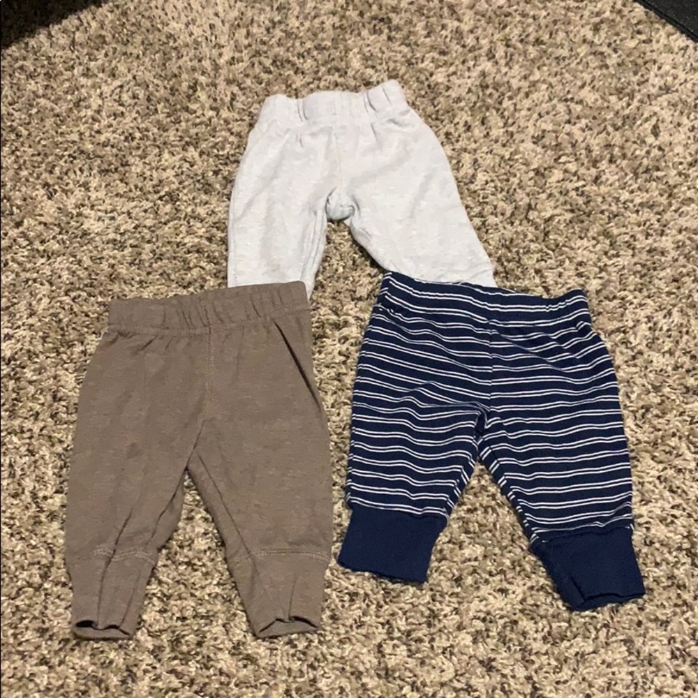 Blue, brown and grey pants